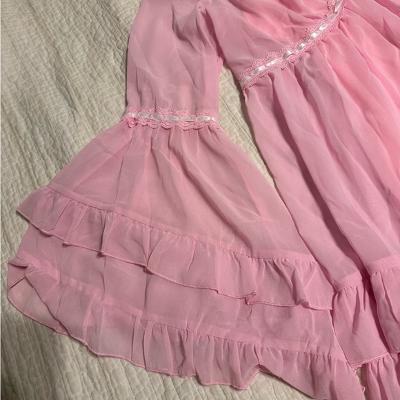Sugar Thrillz Pink Sheer Ruffle Top - Picture 2 of 8